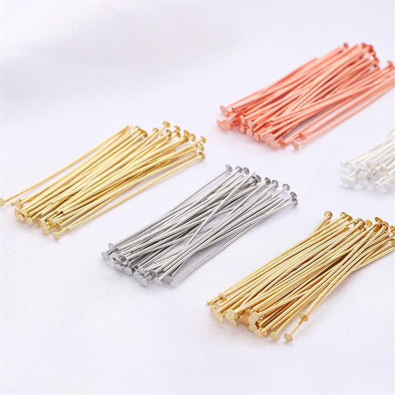 Jewelry Making Head Pins - เข็มเงินแท้ 925 หัวแบน 50 ชิ้น/แพ็ค สำหรับงานฝีมือ