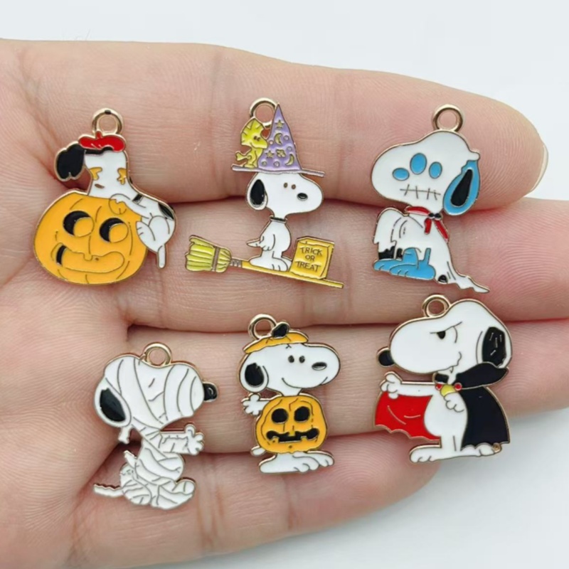 Jewelry Making Accessories - 10 ชิ้น จี้โลหะผสมลายการ์ตูนลูกสุนัขน่ารักสำหรับฮาโลวีน พร้อมจี้รูปฟักทอง อุปกรณ์เสริมสำหรับทำเครื่องประดับ DIY
