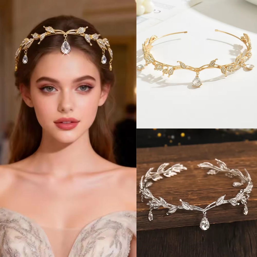 Jewelry Making Adults - มงกุฎนางฟ้าวินเทจ ประดับคริสตัลและใบไม้ ที่คาดผมเอลฟ์ ผ้าคาดผมสำหรับงานแต่งงาน เครื่องประดับผมเจ้าสาวสำหรับผู้หญิง เครื่องประดับผมสำหรับชุดแฟนซี