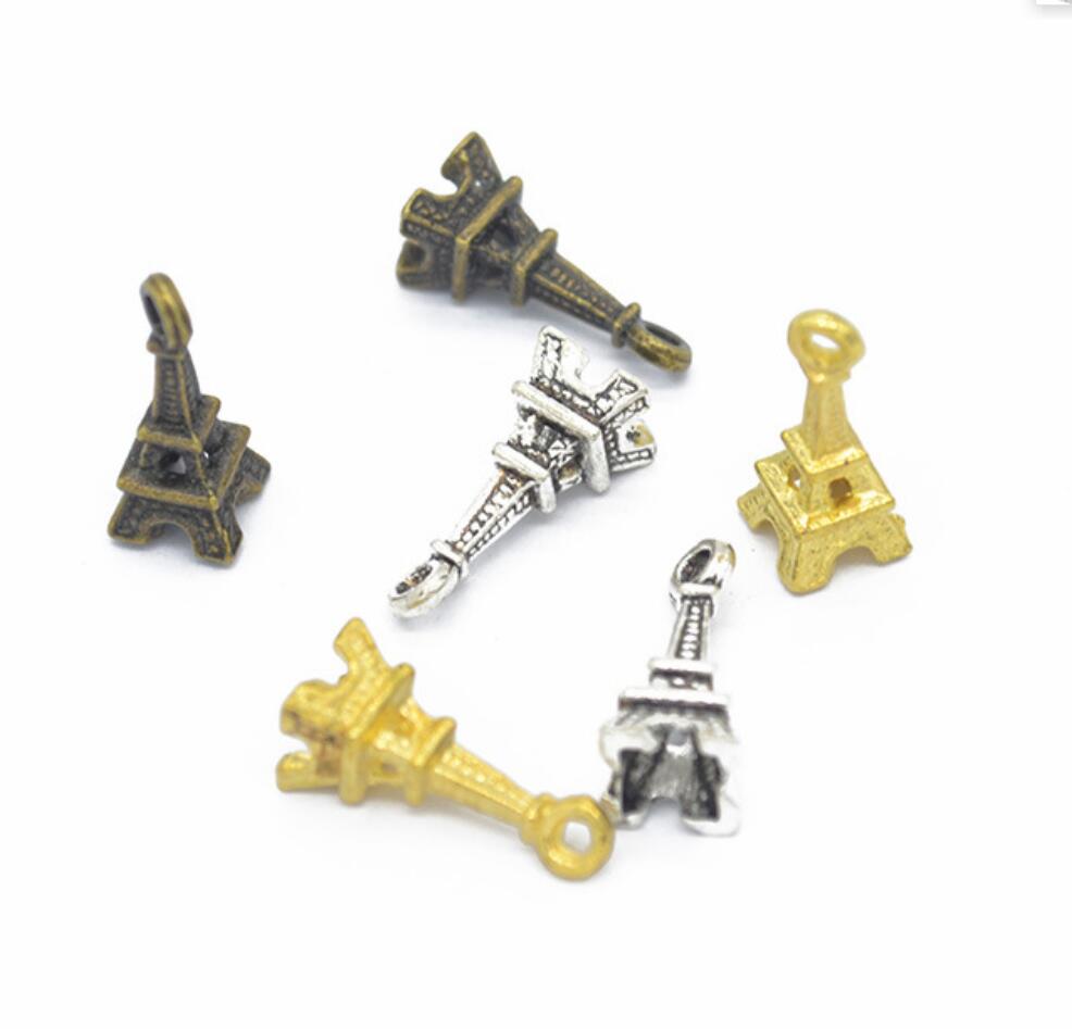 Jewelry Making Paris - 120 ชิ้น ชาร์มห้อยรูปหอไอเฟล ปารีส 17x7 มม.