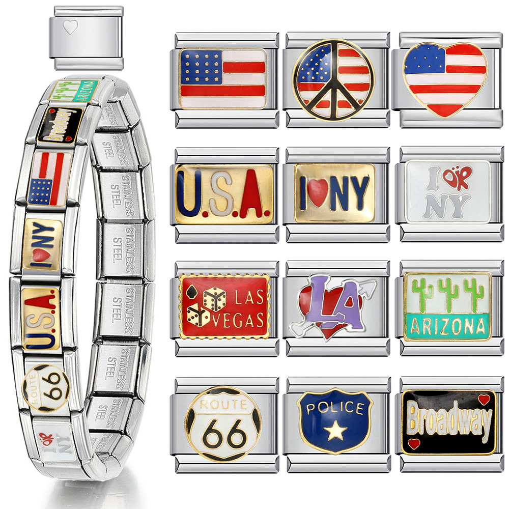 Jewelry Making York - 1 PC Y2K อิตาเลี่ยน Charm สร้อยข้อมือสแตนเลส