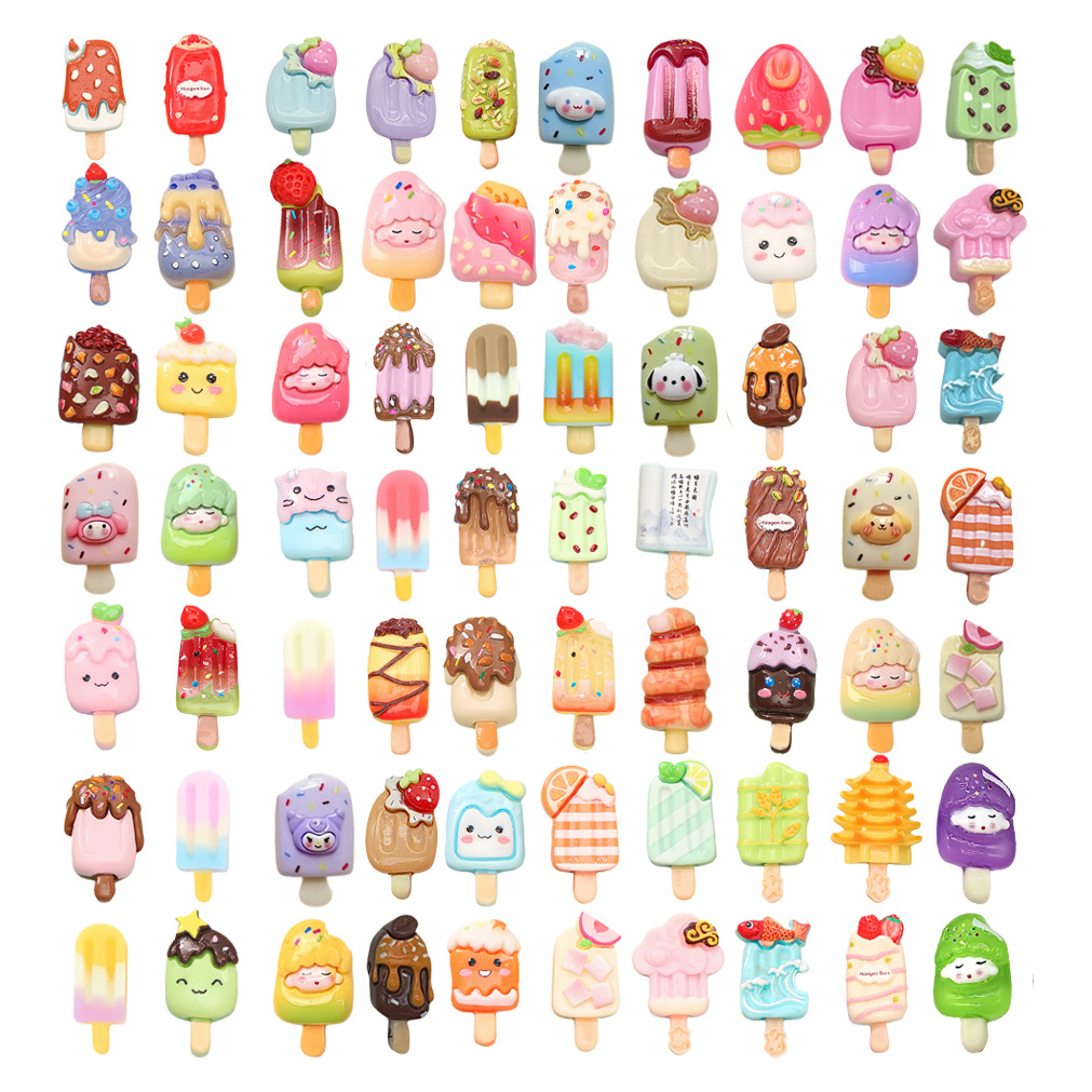 Jewelry Making Event - ของเล่นจำลองไอศกรีมแท่งขนาดเล็ก ทำจากเรซิน สำหรับตกแต่งเคสโทรศัพท์ กิ๊บติดผม สติ๊กเกอร์ติดตู้เย็น และอุปกรณ์ทำเครื่องประดับ