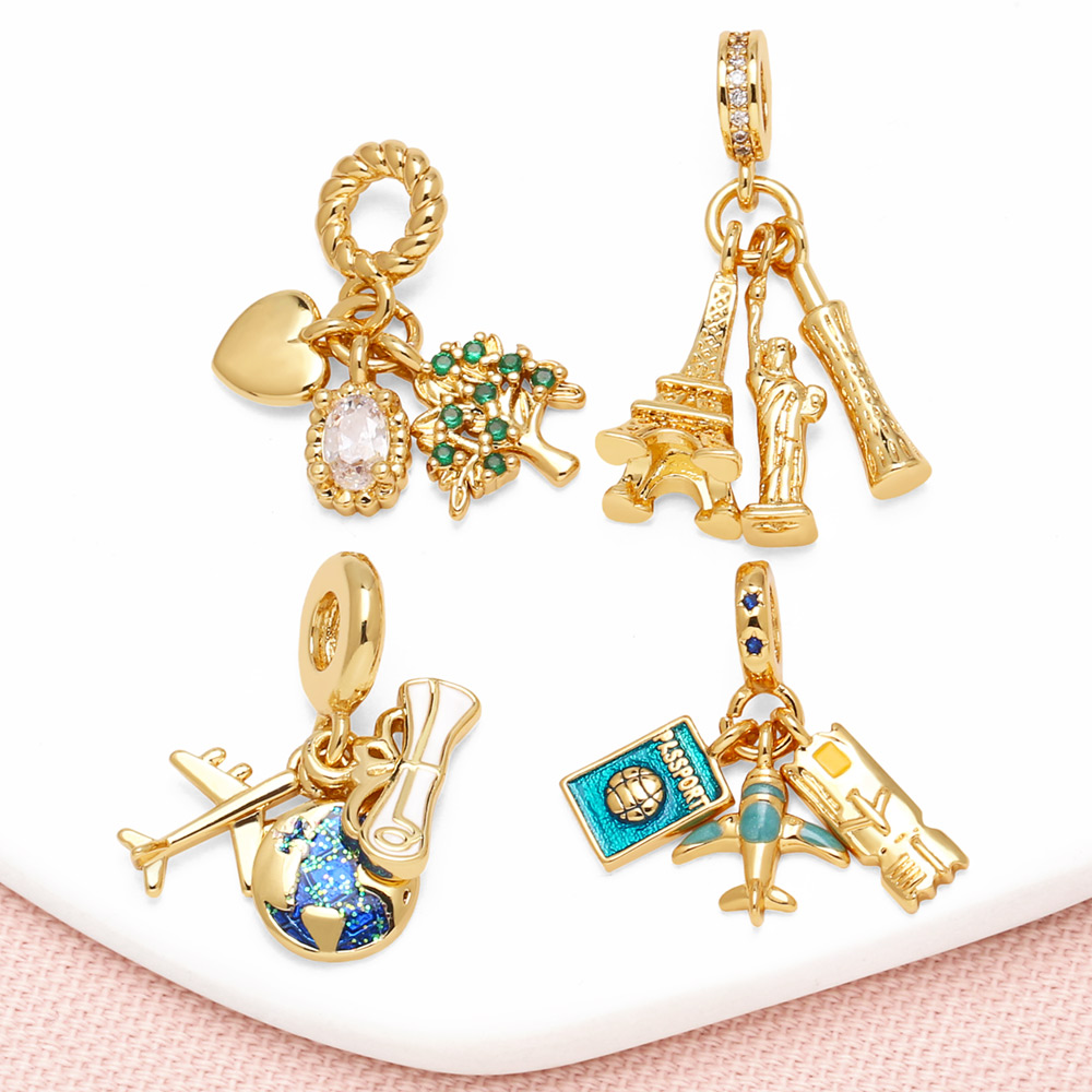 Jewelry Making Paris - OCESRIO เคลือบ World Travel จี้สําหรับสร้อยคอทองแดงชุบทอง Paris