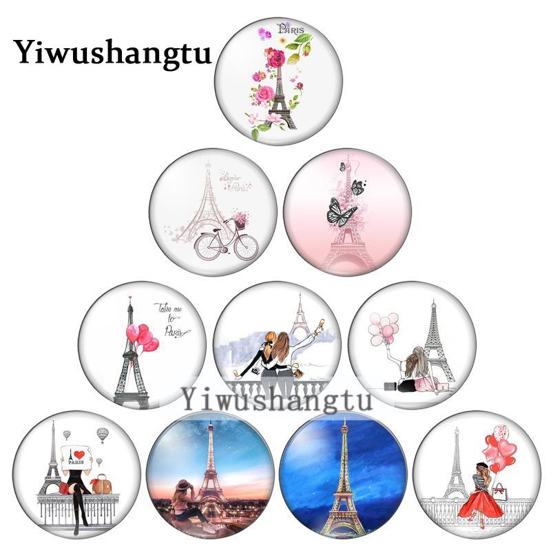 Jewelry Making Paris - ใหม่แฟชั่นปารีส Eiffel Tower 8มม./10มม./12มม./18มม./20มม./ภาพรอบแก้ว Cabochon Demo