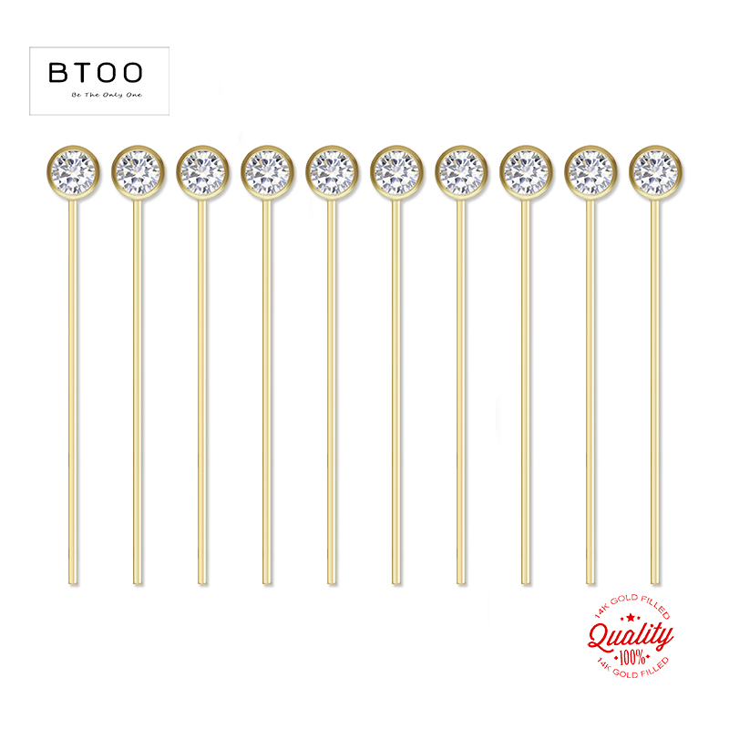 Jewelry Making Head Pins - 14K Gold Filled Zircon หัว Pins