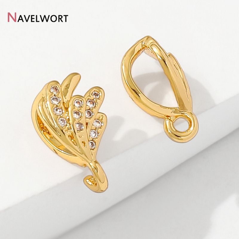 Jewelry Making Brass - ทองเหลืองชุบทอง 18K พร้อมจี้เพชรเซอร์คอนแบบหนีบ, ตัวหนีบจี้เพชรเซอร์คอนแบบฝัง, วัสดุสำหรับทำเครื่องประดับ, ตัวหนีบสำหรับเครื่องประดับ