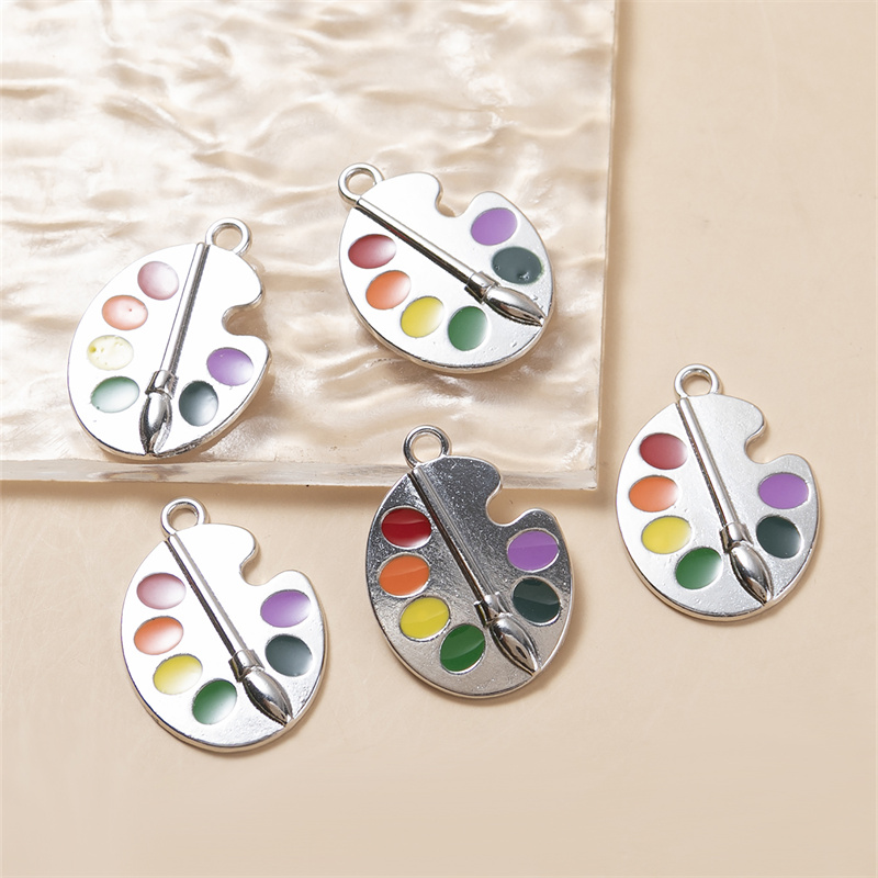 Jewelry Making Drawing - มาใหม่ 10 ชิ้น/แพ็คสนุกกระดานวาดภาพสีสันแปรง Charms จี้สําหรับพวงกุญแจสร้อยคอ DIY