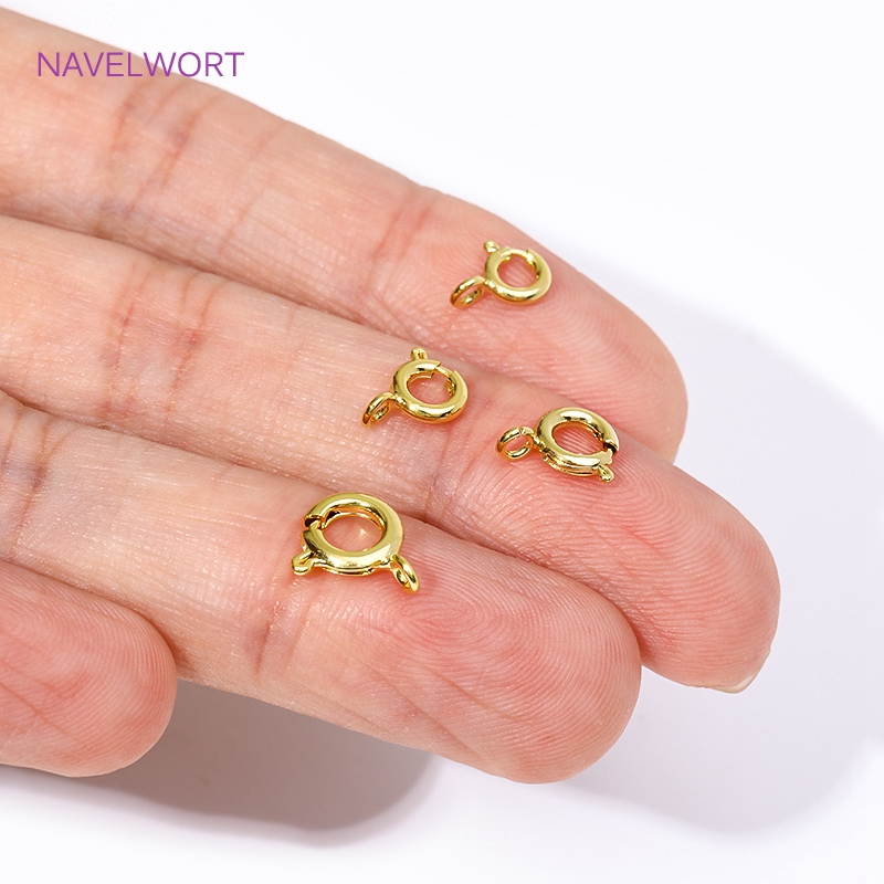 Jewelry Making Metal Supplies - ตัวล็อคแบบสปริงทองเหลืองชุบทอง 14K/18K, ตัวล็อคแบบสปริงทรงกลมขนาด 5/5.5/6/7 มม., ตัวล็อคสำหรับสร้อยข้อมือ,