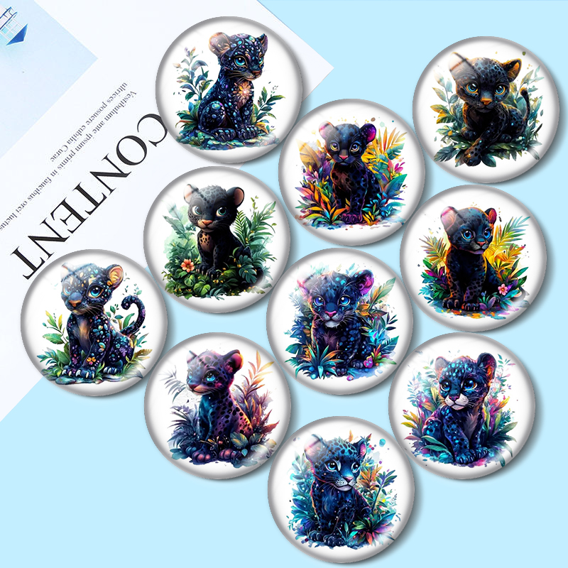 Jewelry Making Drawing - คลิปอาร์ตเสือดำ 10 ชิ้นภาพวาดสี 12 มม./16 มม./18