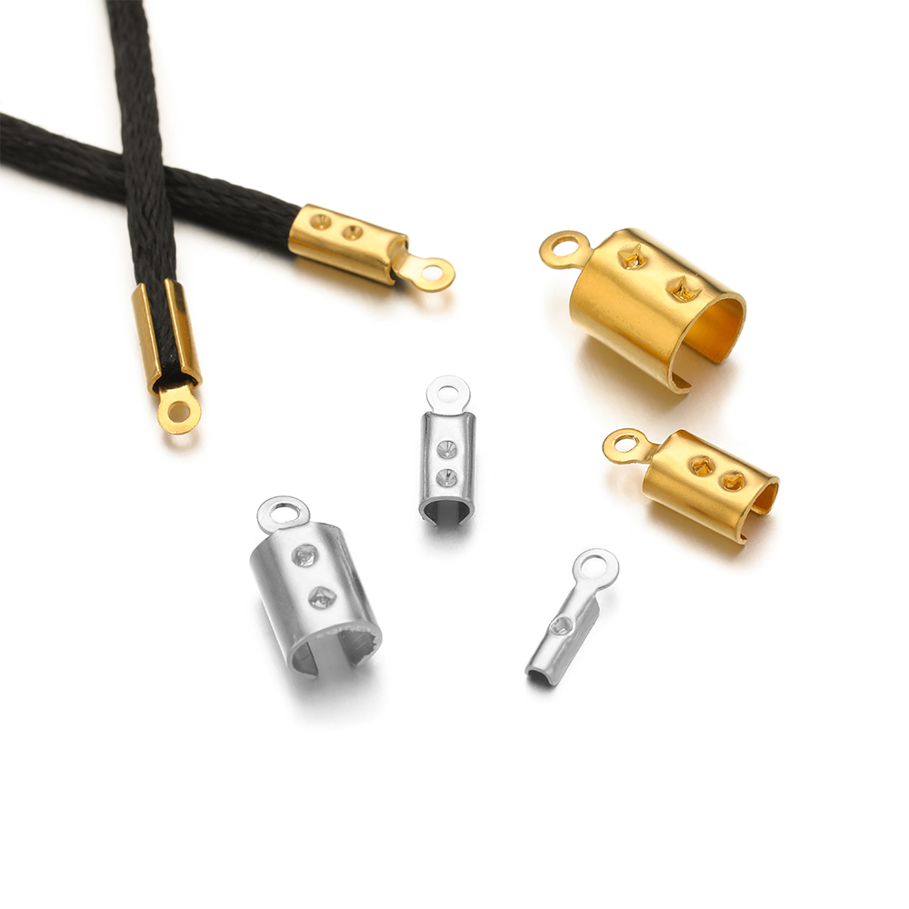 Jewelry Making Metal Supplies - 50pcs สแตนเลสสตีลคุณภาพสูง CRIMP End ลูกปัดหมวกหนังคลิปสําหรับเครื่องประดับ DIY