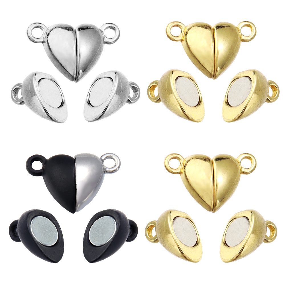 Jewelry Making Brass - ตัวล็อคแม่เหล็กรูปหัวใจโลหะผสม 5 ชิ้น/ชุด สำหรับสร้อยคอ สร้อยข้อมือ ตัวเชื่อมต่อแม่เหล็ก