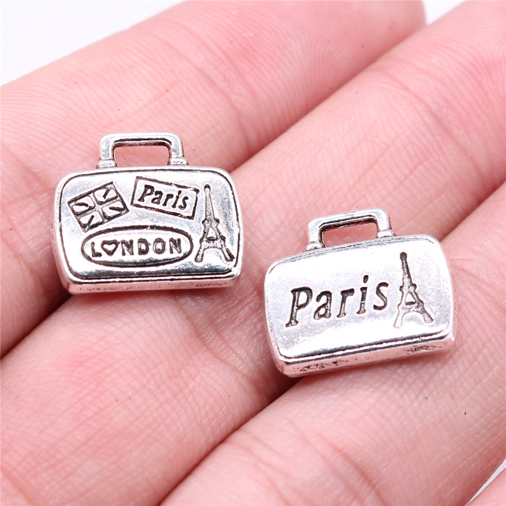 Jewelry Making Paris - WYSIWYG 5ชิ้น16x14มม. สีเงินโบราณของที่ระลึกท่องเที่ยวปารีสกระเป๋าลอนดอนจี้เสน่ห์สำหรับการทำเครื่องประดับ DIY