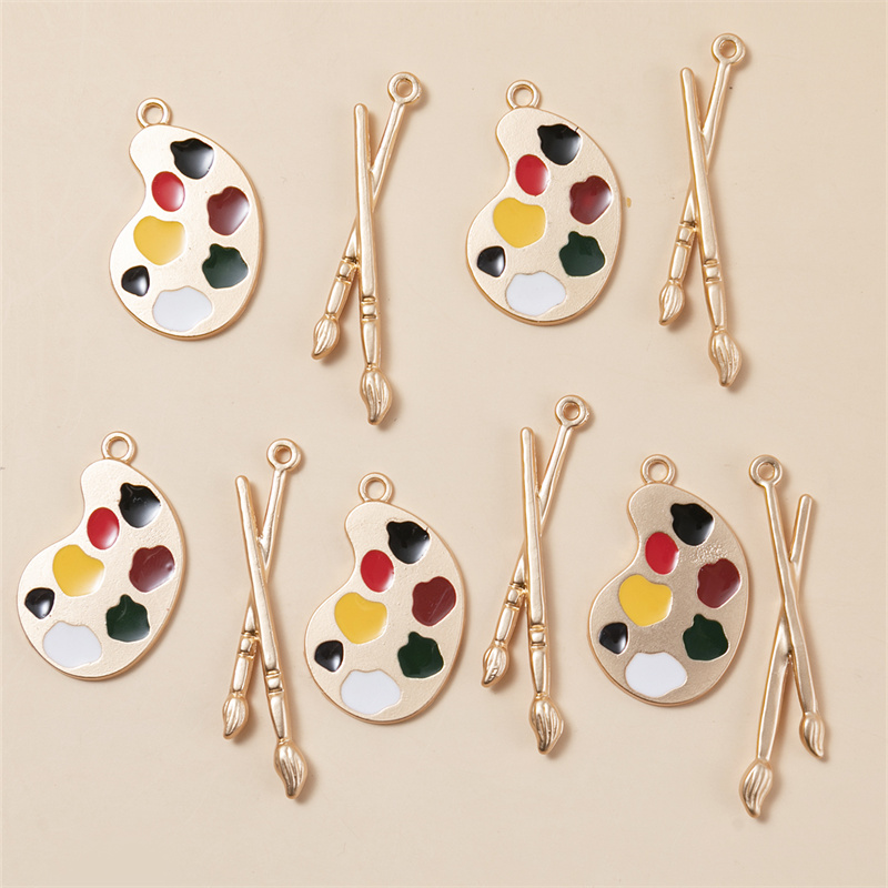 Jewelry Making Drawing - อินเทรนด์ 10 ชิ้น/แพ็คสนุกกระดานวาดภาพที่มีสีสันแปรง Charms จี้สําหรับพวงกุญแจสร้อยคอ DIY