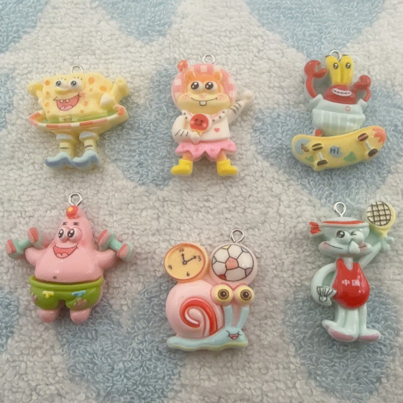 Jewelry Making Accessories - จี้เรซิ่นลายการ์ตูน 10 ชิ้น, ต่างหูทำเอง DIY, อุปกรณ์เสริมพวงกุญแจ