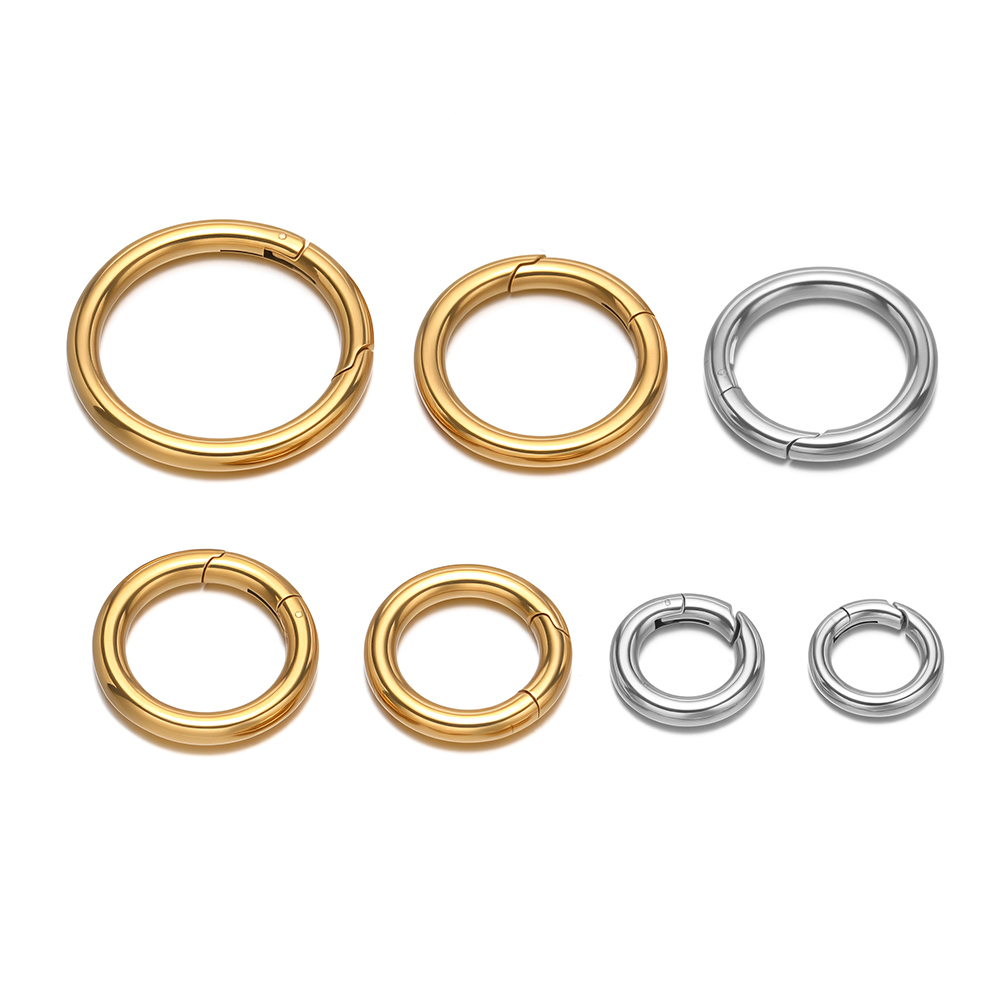 Jewelry Making Name - ตัวล็อคสปริงทรงกลม 2 ชิ้น/ล็อต ทำจากสแตนเลสชุบทอง ใช้สำหรับทำพวงกุญแจ ตัวเชื่อมต่อสำหรับงาน