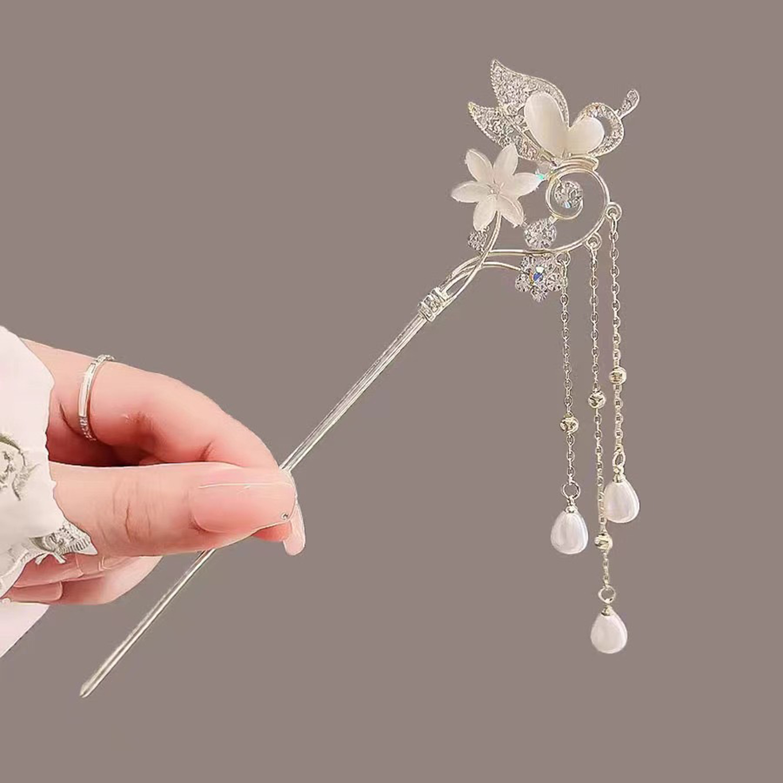 Jewelry Making Adults - กิ๊บติดผมรูปตาแมวประดับดอกไม้ ทำจากโลหะผสม สำหรับผู้หญิง สไตล์โบราณ ใช้สำหรับมวยผม