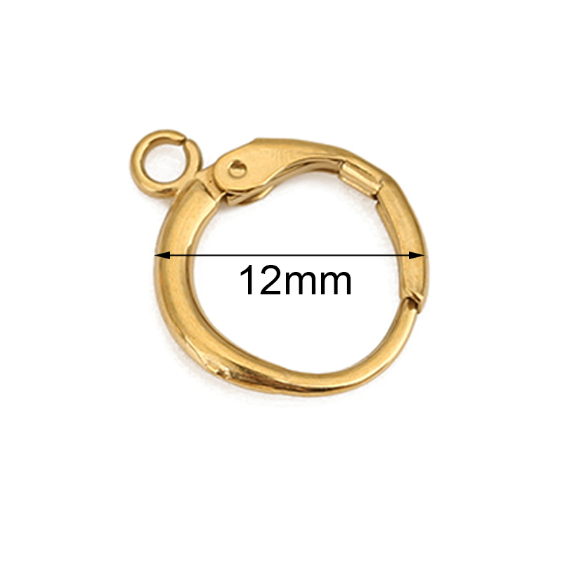 Jewelry Making Metal Supplies - ตะขอเกี่ยวต่างหูแบบไม่ก่อให้เกิดอาการแพ้ ขนาด 12 มม. จำนวน 10