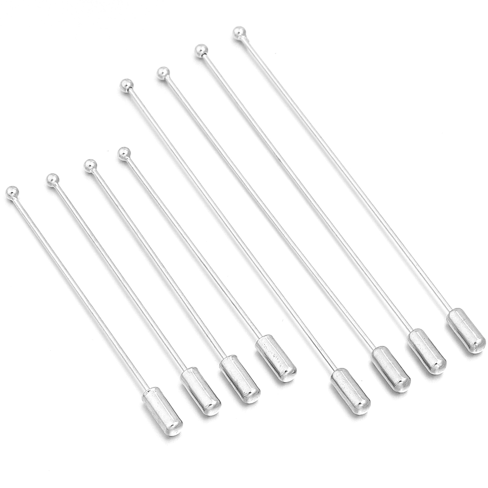 Jewelry Making Head Pins - เข็มกลัดหัวทองแดงสีโรเดียม ขนาด 60/90 ซม. จำนวน 10