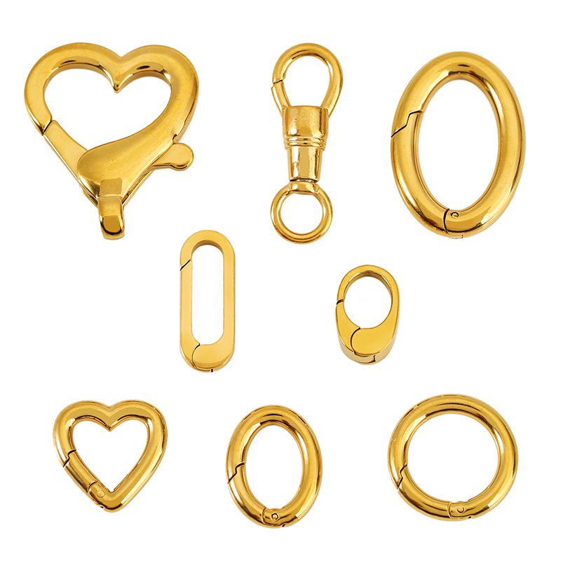 Jewelry Making Metal Supplies - ตัวล็อคสแตนเลส 2 ชิ้น รูปทรงวงรี หัวใจ วงกลม