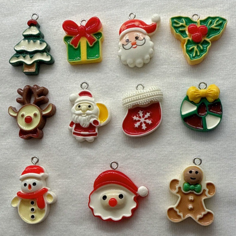 Jewelry Making Accessories - 10 ชิ้นคริสต์มาสการ์ตูนซีรีส์เรซิ่นจี้ DIY เครื่องประดับทำเครื่องประดับต่างหูสร้อยคอพวงกุญแจ
