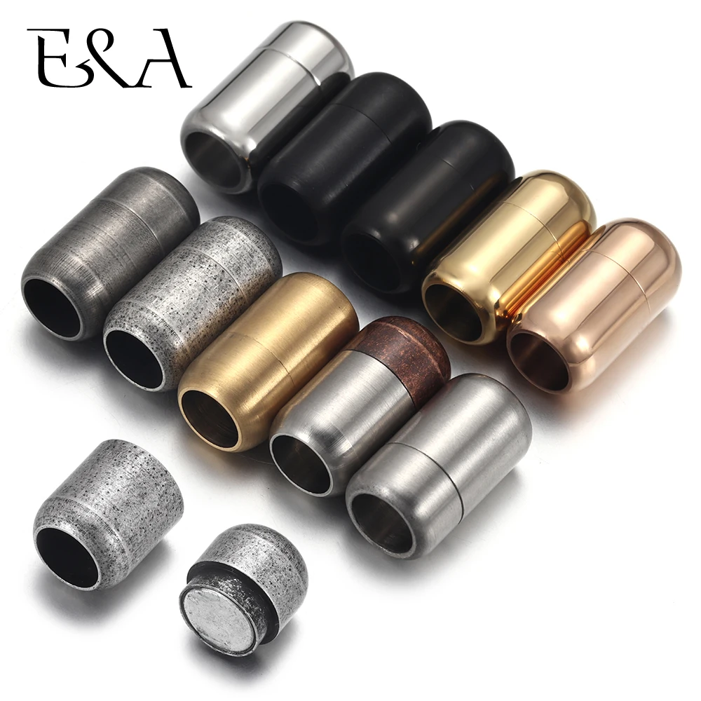 Jewelry Making Brass - สแตนเลส 3 มม.-8 มม.แม่เหล็ก Clasps สร้อยข้อมือหนังแม่เหล็กลูกไม้หัวเข็มขัดสร้อยคอ