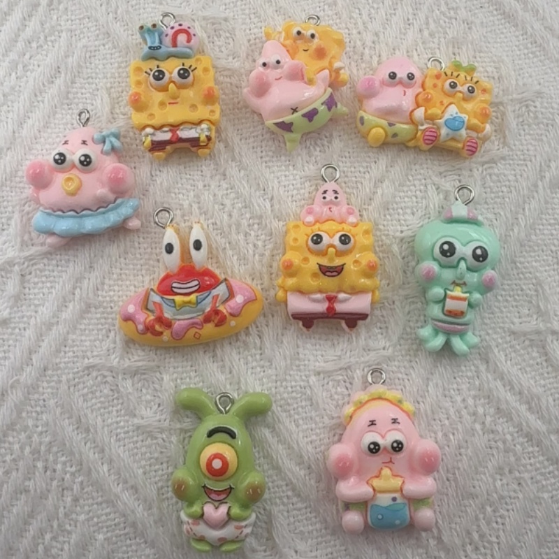 Jewelry Making Accessories - จี้เรซิ่นลายการ์ตูน 10 ชิ้น, ต่างหูทำเอง DIY, อุปกรณ์เสริมพวงกุญแจ