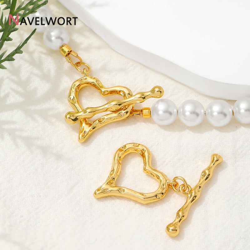 Jewelry Making Brass - ตัวล็อกแบบ OT รูปหัวใจชุบทอง 18K, วัสดุสำหรับทำสร้อยข้อมือและสร้อยคอ DIY,