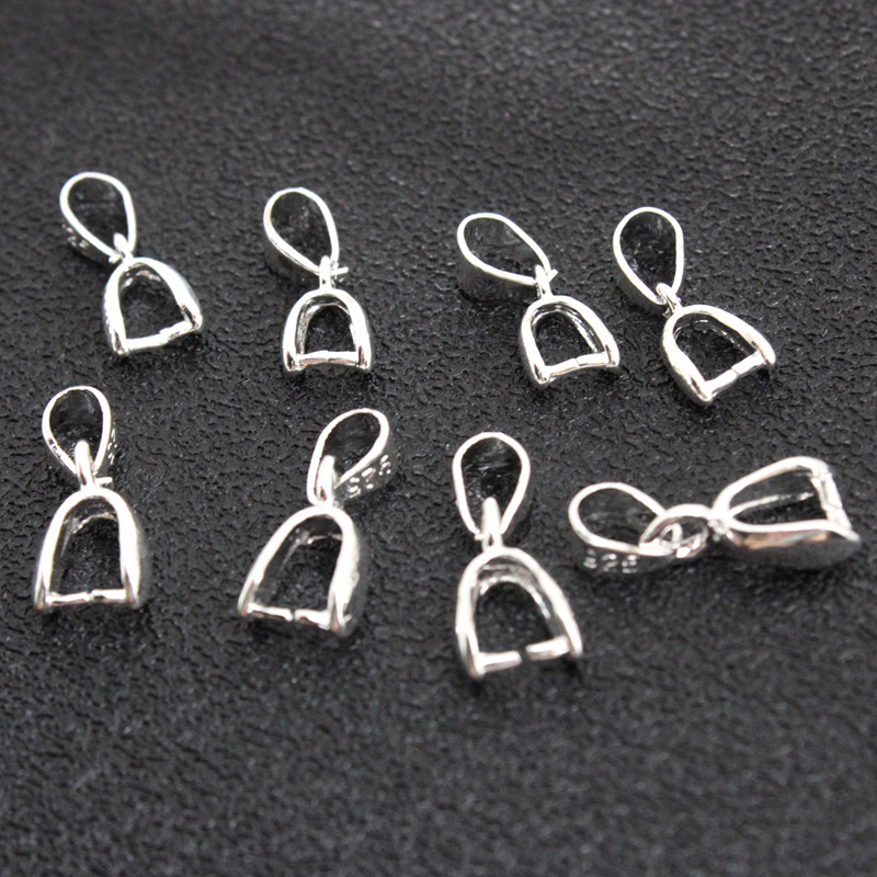 Jewelry Making Name - 10 ชิ้น ตัวล็อกจี้แบบหนีบ ทำจากทองแดงชุบเงินแท้ 925 สำหรับทำสร้อยคอ