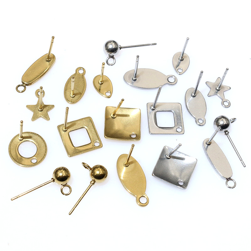 Jewelry Making Metal Supplies - 20ชิ้นสแตนเลสหัตถกรรมต่างหูกระดุมเรขาคณิตเหลี่ยมต่างหูโพสต์เชื่อมต่อสำหรับ DIY ต่างหูเครื่องประดับทำอุปกรณ์