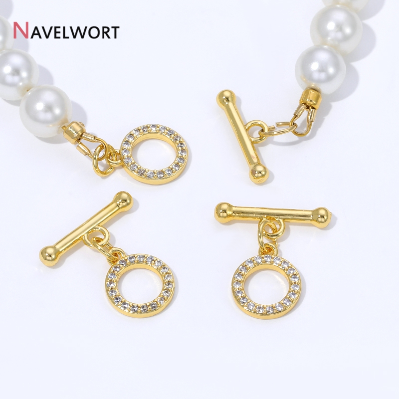 Jewelry Making Brass - ตัวล็อกแบบ OT ชุบทอง 18K ประดับเพชรซิคอน สำหรับงาน