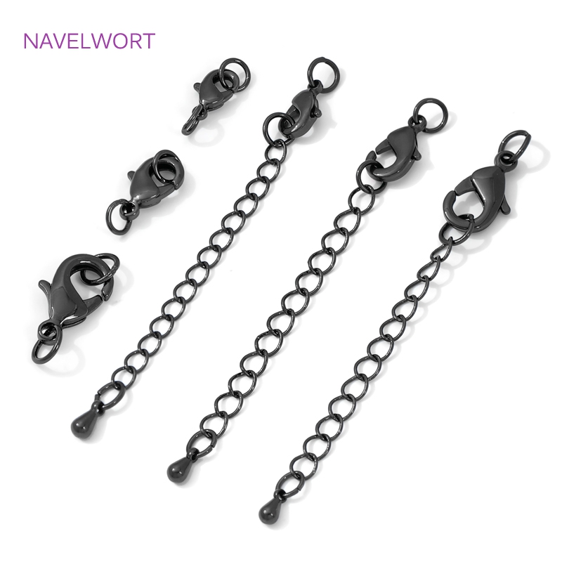 Jewelry Making Metal Supplies - สีดำทองเหลืองก้ามปู&ตัวต่อโซ่,เข็มกลัดสำหรับเครื่องประดับ, DIY สร้อยข้อมือสร้อยคอทำอุปกรณ์เสริม,ตัวเชื่อมต่อสำหรับเครื่องประดับ