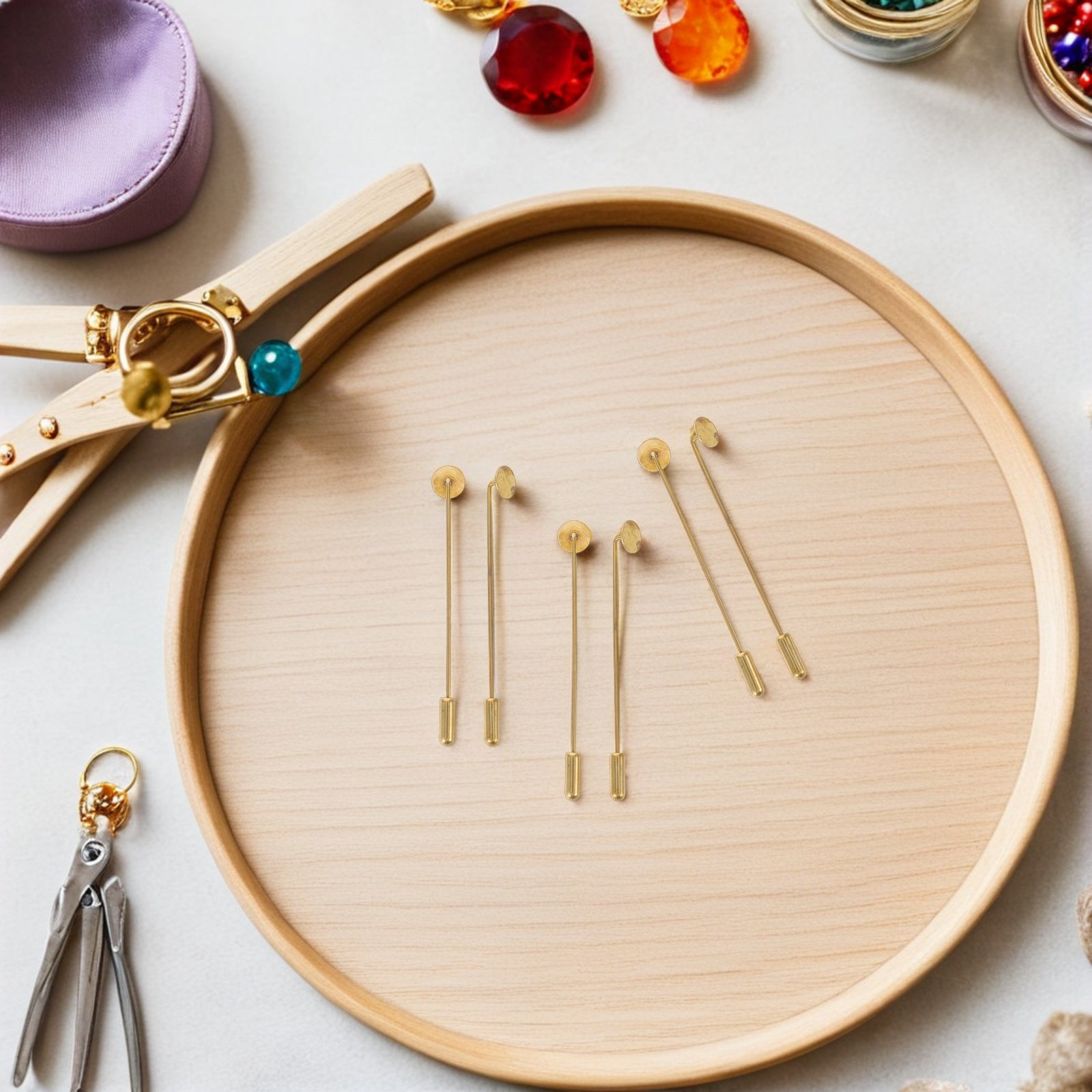 50 ชุด ถาดกลมแบนทองแดงแท้ สำหร - Jewelry Making Head Pins บทวิจารณ์และราคา