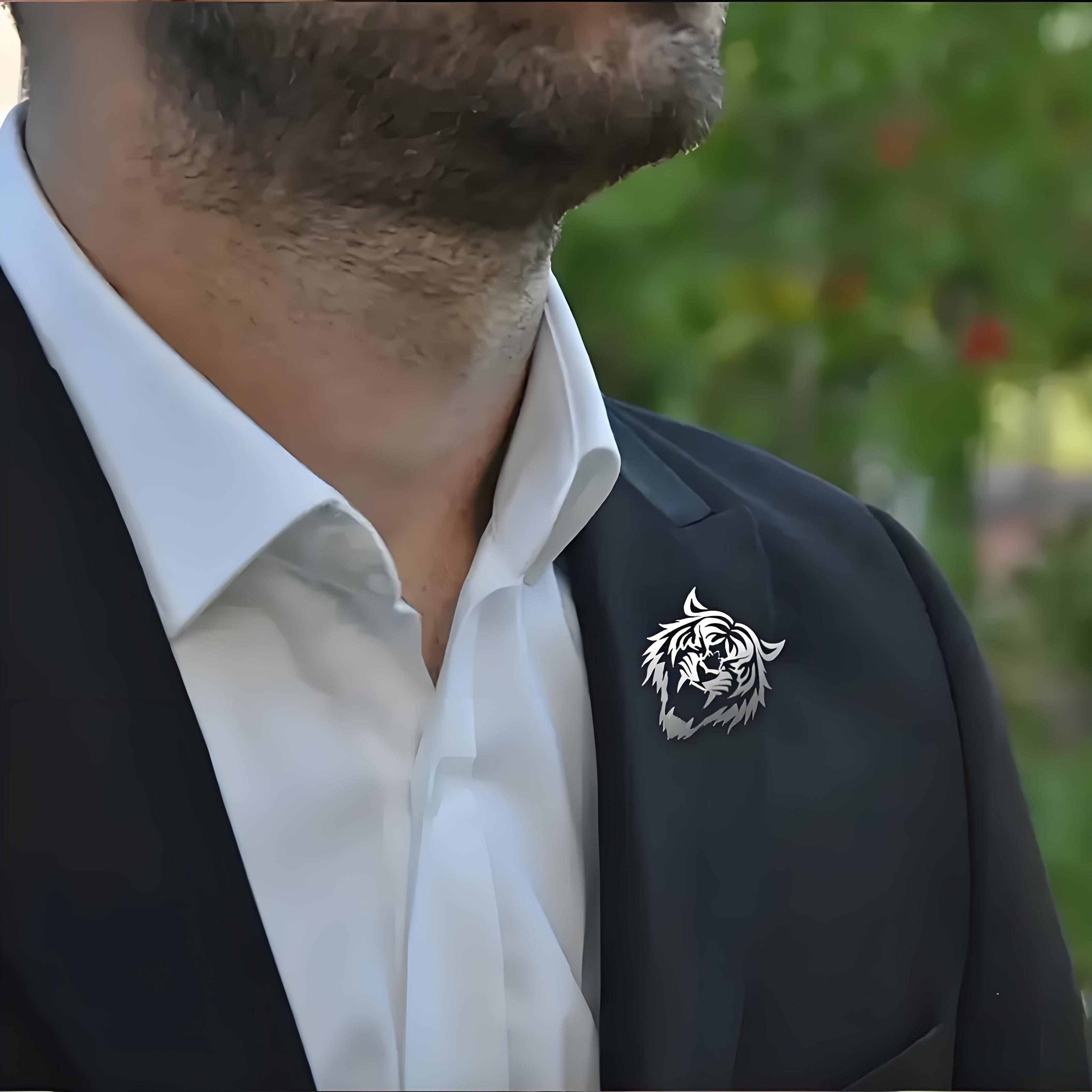 ผู้ชายสแตนเลส Tiger HEAD Lapel - Jewelry Making Head Pins บทวิจารณ์และราคา