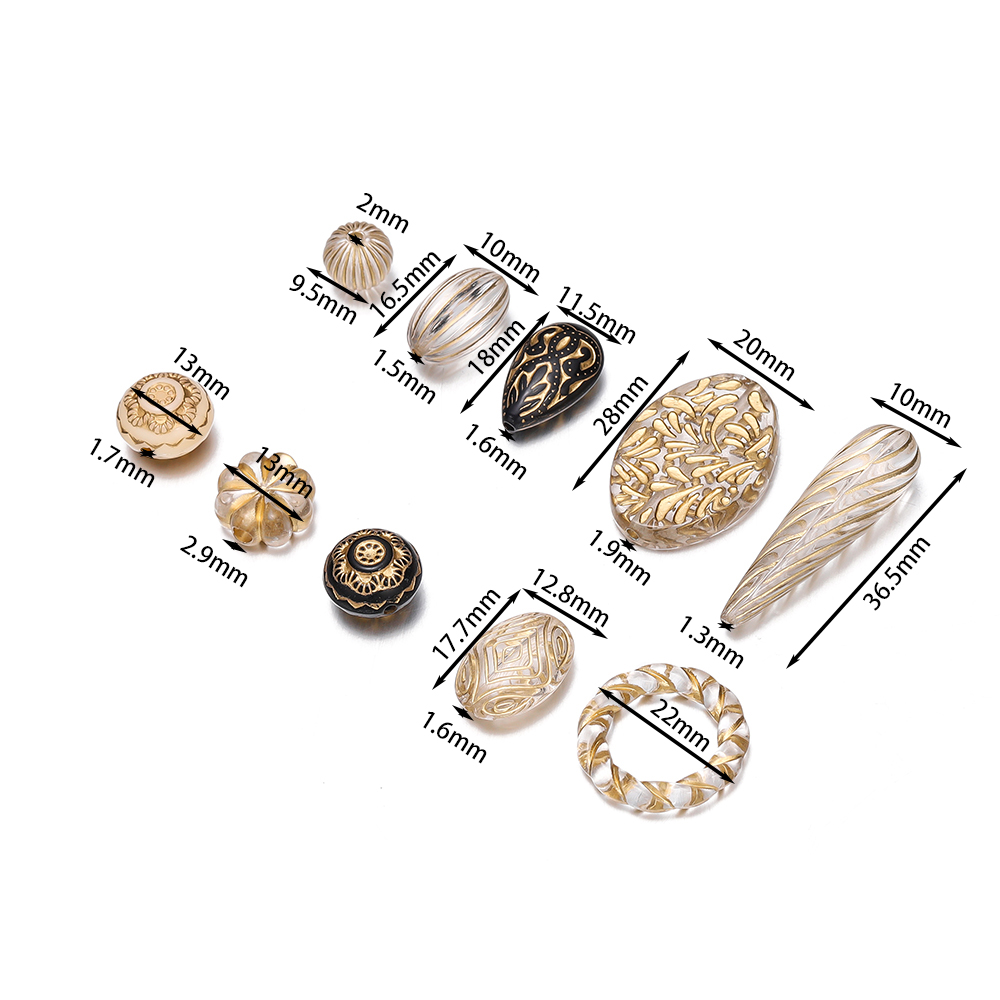 ลูกปัดอะคริลิครูปวาดสีทองรูปหั - Jewelry Making Drawing บทวิจารณ์และราคา
