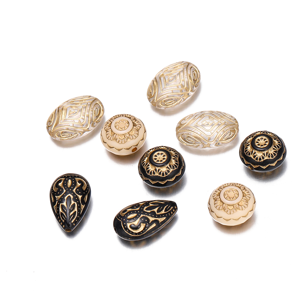 ลูกปัดอะคริลิครูปวาดสีทองรูปหั - Jewelry Making Drawing บทวิจารณ์และราคา