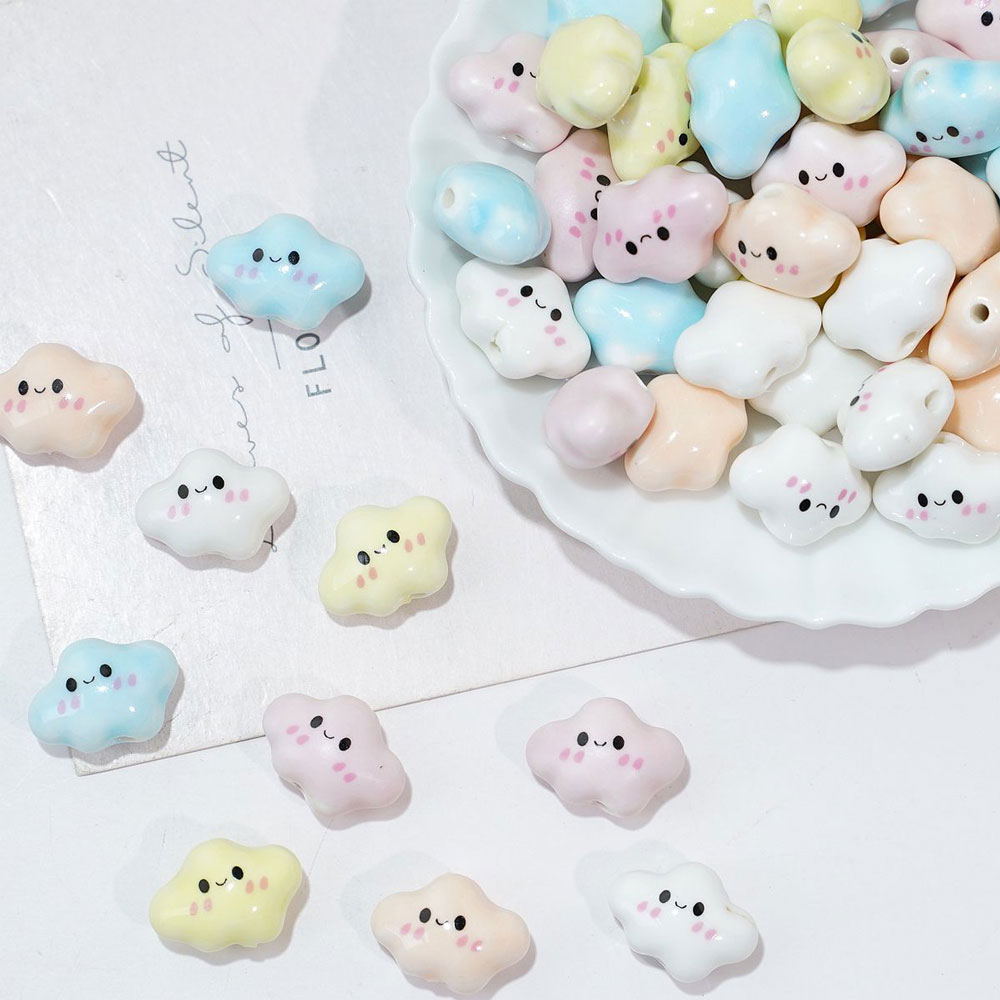 10 ชิ้น ลูกปัดเซรามิกสีขาวรูปเ - Jewelry Making Event บทวิจารณ์และราคา