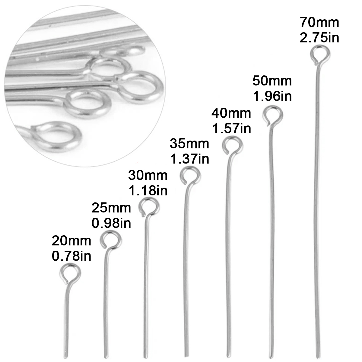 เข็มตาไก่สแตนเลส 100 ชิ้น/ล็อต - Jewelry Making Head Pins บทวิจารณ์และราคา