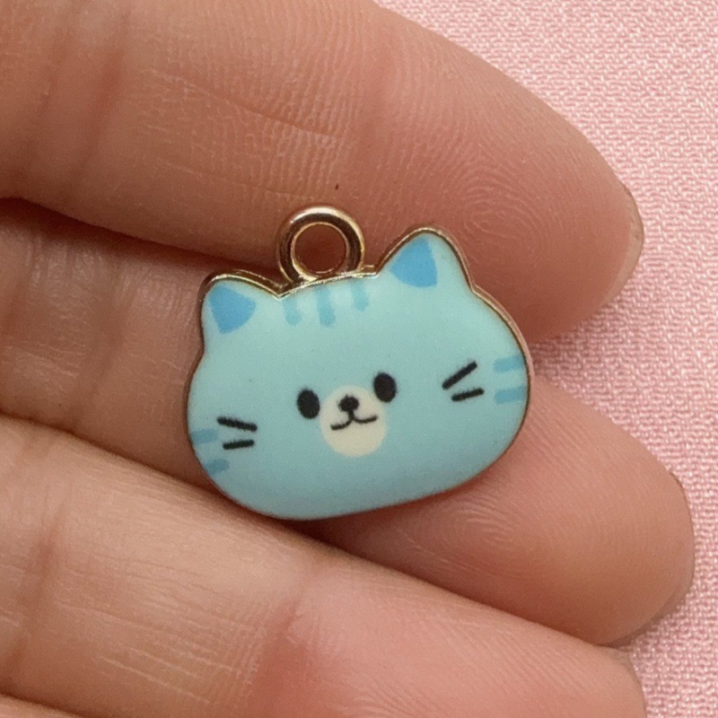จี้โลหะผสมรูปหัวแมวพิมพ์ลาย 12 - Jewelry Making Accessories บทวิจารณ์และราคา